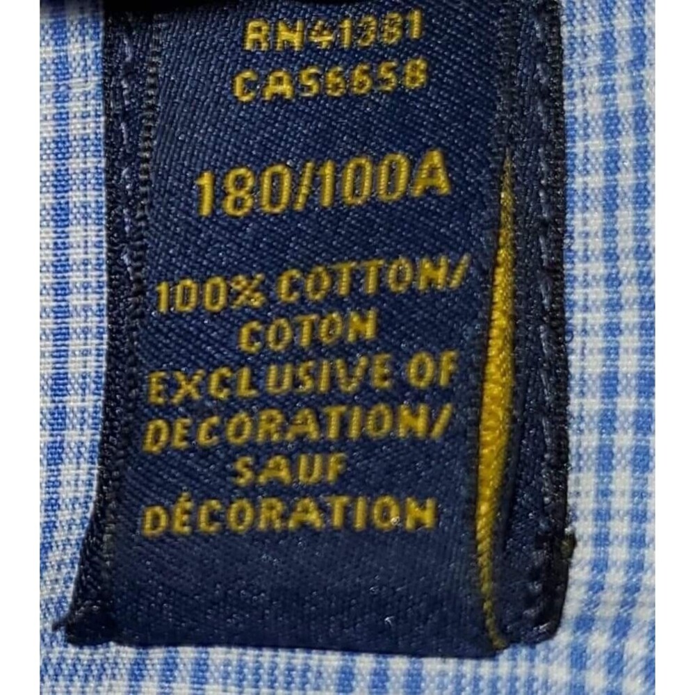 RALPH LAUREN Blue Checked Dress Shirt Size 16.5  32/33 Long Slv Button Easy Care - Picture 6 of 6